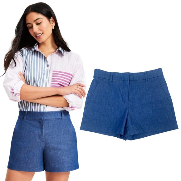 Ann Taylor Loft Riviera Shorts Refined Denim Chambray Blue Stretchy Size 2 - Picture 1 of 11